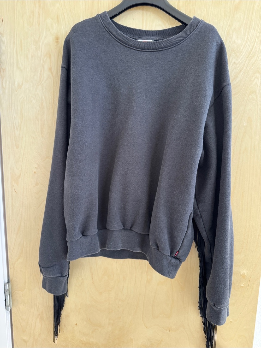 Levi’s Women's Black Crewneck Sweater with Fringe Detail